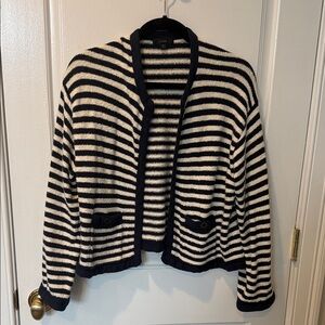 J. Crew Navy and Cream Striped Cardigan